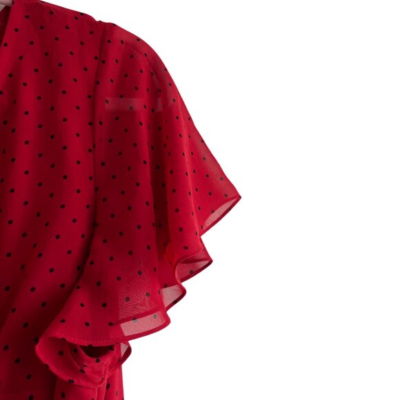 Jacques Verte Plus size red and black polka dot flowy dress short sleeve s20 - Picture 5 of 9
